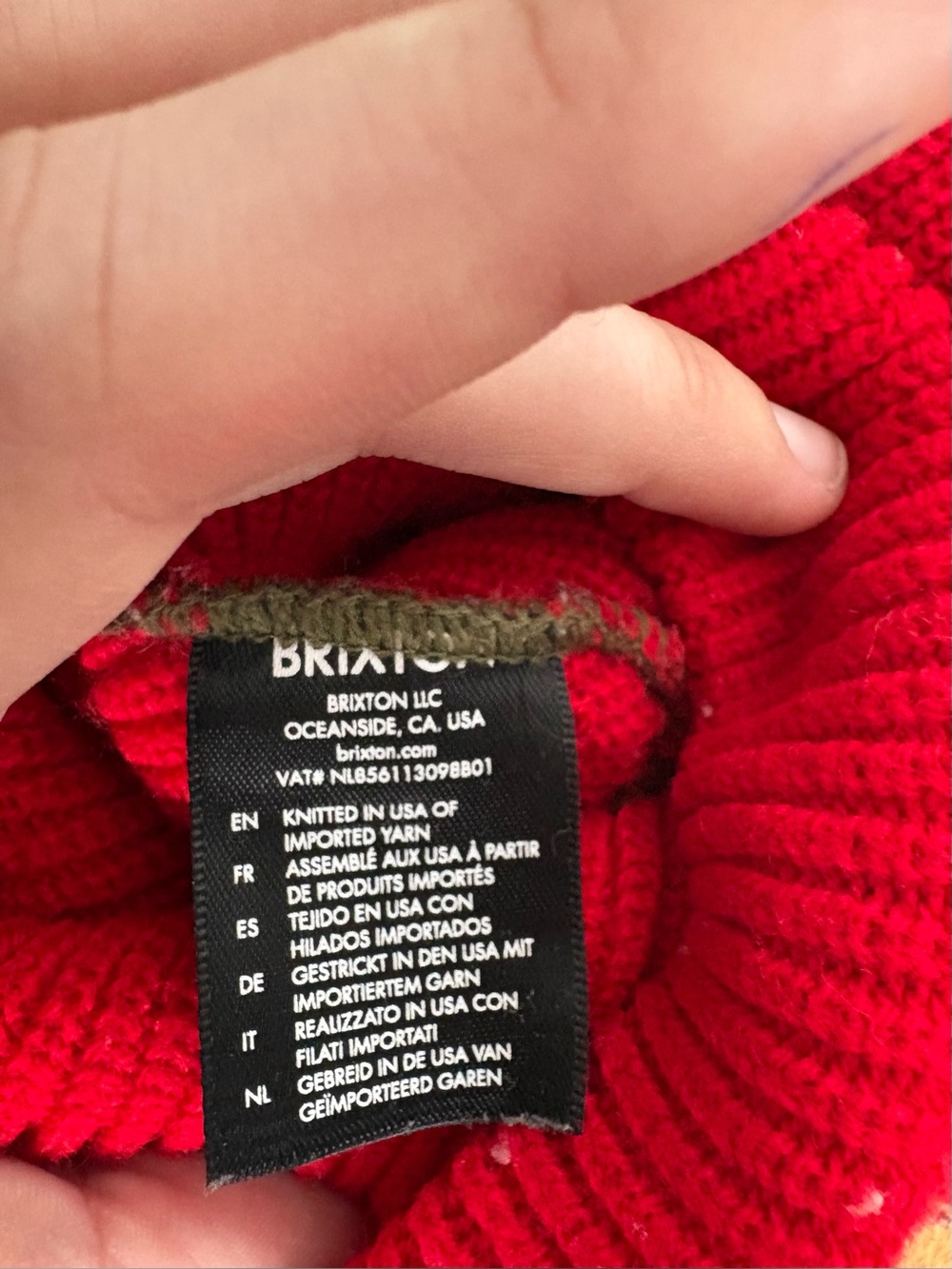 Brixton Bright Red Ribbed Beanie - Picture 2 of 2